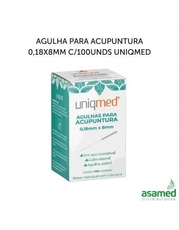 AGULHA PARA ACUPUNTURA 0,18X8MM C/100UNDS UNIQMED