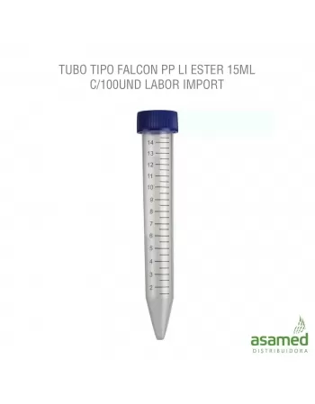 TUBO TIPO FALCON PP LI ESTER 15ML C/100UND LABOR IMPORT