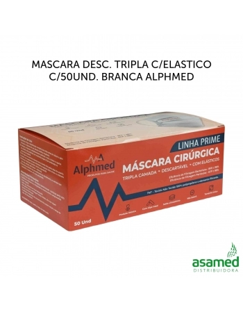 MASCARA DESC. TRIPLA C/ELASTICO C/50UND. BRANCA ALPHMED