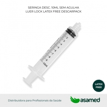 SERINGA DESC. 10ML SEM AGULHA LUER LOCK LATEX FREE DESCARPACK