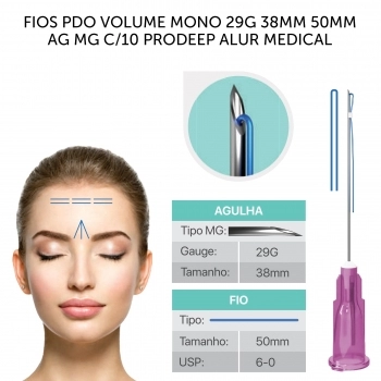 FIOS PDO VOLUME MONO 29G 38MM 50MM AG MG C/10 PRODEEP ALUR MEDICAL