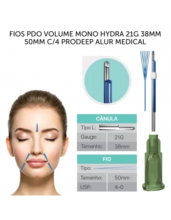 FIOS FIOS VOLUME MONO HYDRA 21G 38MM 50MM C/4 PRODEEP ALUR MEDICAL