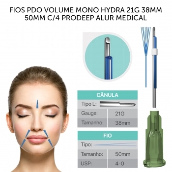 FIOS PDO VOLUME MONO HYDRA 21G 38MM 50MM C/4 PRODEEP ALUR MEDICAL