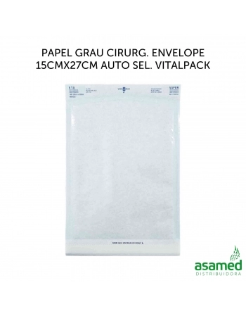 PAPEL GRAU CIRURG. ENVELOPE 15CMX27CM AUTO SEL. VITALPACK