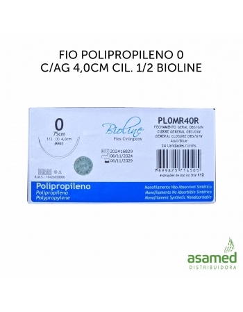 FIO POLIPROPILENO 0 C/AG 4,0CM CIL. 1/2 BIOLINE