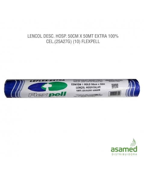 LENCOL PAPEL HOSPITALAR 50CM X 50MT EXTRA 100% CEL.(25A27G) FLEXPELL