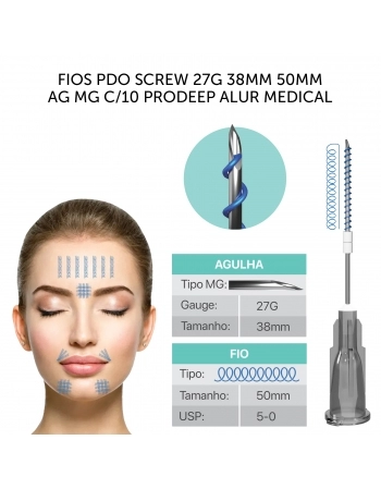 FIOS PDO SCREW 27G 38MM 50MM AG MG C/10 PRODEEP ALUR MEDICAL