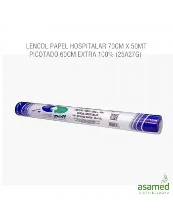 LENCOL PAPEL HOSPITALAR 70CM X 50MT PICOTADO 60CM EXTRA 100% (25A27G)