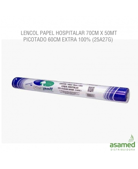 LENCOL PAPEL HOSPITALAR 70CM X 50MT PICOTADO 60CM EXTRA 100% (25A27G)