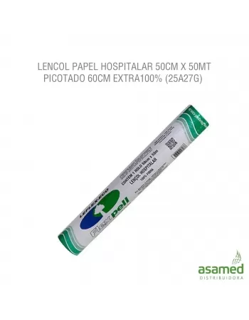 LENCOL PAPEL HOSPITALAR 50CM X 50MT PICOTADO 60CM EXTRA100% (25A27G)