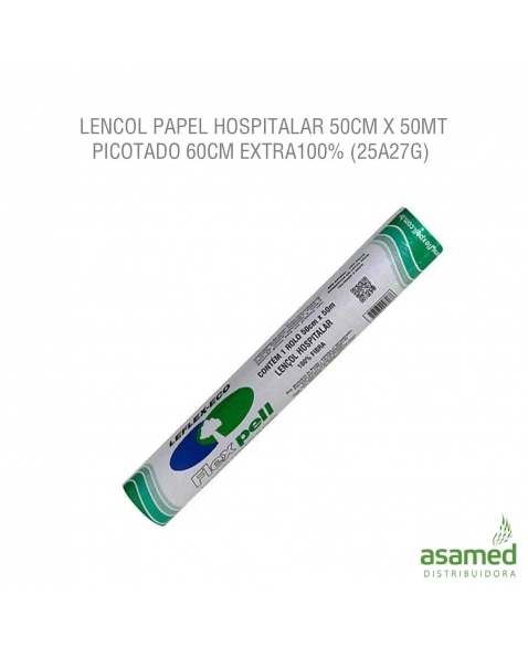 LENCOL PAPEL HOSPITALAR 50CM X 50MT PICOTADO 60CM EXTRA100% (25A27G)