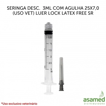 SERINGA DESC. 3ML COM AGULHA 25X7,0 LATERAL LUER LOCK LATEX FREE SR