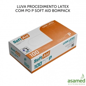 LUVA PROCEDIMENTO LATEX COM PO P SOFT AID BOMPACK