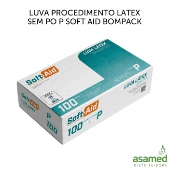 LUVA PROCEDIMENTO LATEX SEM PO P SOFT AID BOMPACK