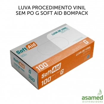 LUVA PROCEDIMENTO VINIL SEM PO G SOFT AID BOMPACK