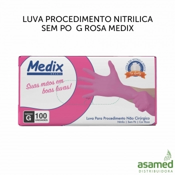 LUVA PROCEDIMENTO NITRILICA SEM PO G ROSA MEDIX