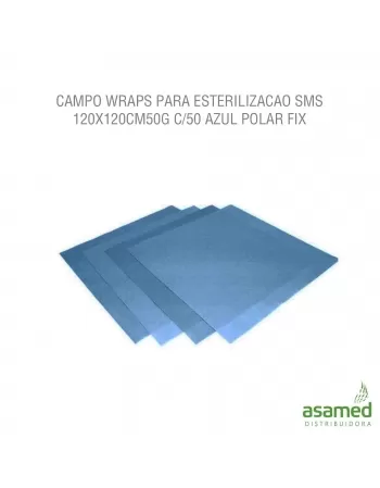 CAMPO WRAPS PARA ESTERILIZACAO SMS 120X120CM 50G C/50 AZUL POLAR FIX