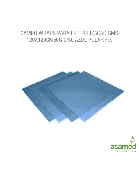 CAMPO WRAPS PARA ESTERILIZACAO SMS 120X120CM 50G C/50 AZUL POLAR FIX