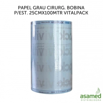 PAPEL GRAU CIRURG. BOBINA P/EST. 25CMX100MTR VITALPACK
