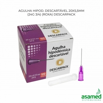 AGULHA HIPOD. DESCARTAVEL 20X5,5MM (24G 3/4) (ROXA) DESCARPACK