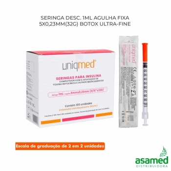 SERINGA DESC. 1ML AGULHA FIXA 5X0,23MM(32G) BOTOX ULTRA-FINE BLISTER UNIQMED