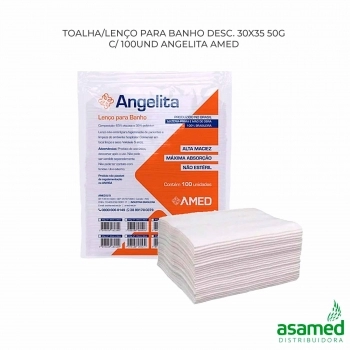 TOALHA/LENCO PARA BANHO DESC 30X35 50G C/100UND ANGELITA AMED