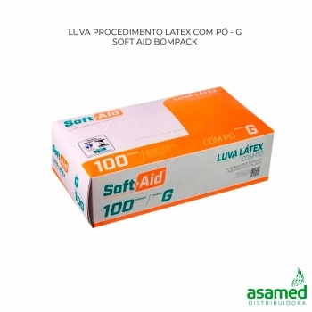 LUVA PROCEDIMENTO LATEX COM PO G SOFT AID BOMPACK