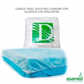 LENCOL DESC. POLIP.30G 2,40X0,90 COM ELASTICO C/10 DESCARTEE