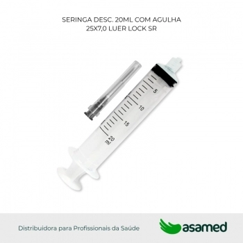 SERINGA DESC. 20ML COM AGULHA 25X7,0 LUER LOCK SR