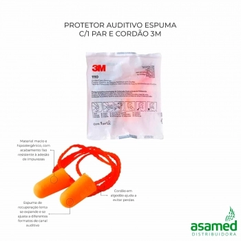 PROTETOR AUDITIVO ESPUMA C/1 PAR E CORDAO 3M