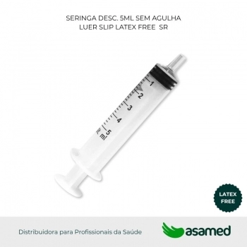 SERINGA DESC. 5ML SEM AGULHA LUER SLIP LATEX FREE SR