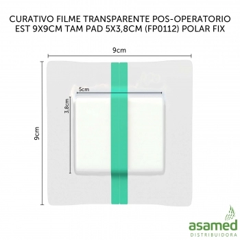 CURATIVO FILME TRANSPARENTE POS-OPERATORIO EST 9X9CM TAM PAD 5X3,8CM (FP0112) POLAR FIX