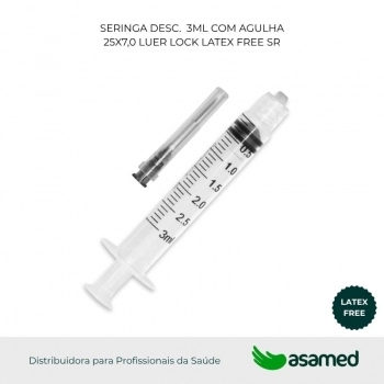 SERINGA DESC. 3ML COM AGULHA 25X7,0 LUER LOCK LATEX FREE SR