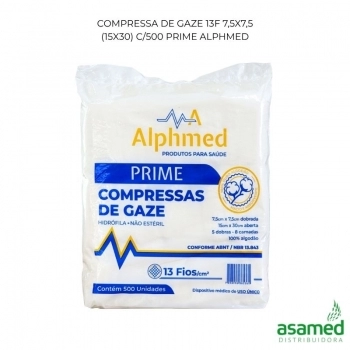 COMPRESSA DE GAZE 13F 7,5X7,5 (15X30) C/500 PRIME ALPHMED