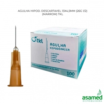 AGULHA HIPOD. DESCARTAVEL 13X4,5MM (26G 1/2) (MARROM) TKL