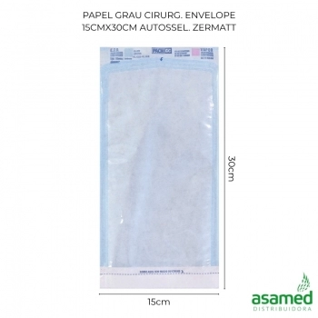 PAPEL GRAU CIRURG. ENVELOPE 15CMX30CM AUTO SEL. ZERMATT