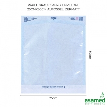 PAPEL GRAU CIRURG. ENVELOPE 25CMX30CM AUTO SEL. ZERMATT