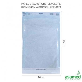 PAPEL GRAU CIRURG. ENVELOPE 20CMX33CM AUTO SEL. ZERMATT