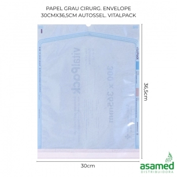 PAPEL GRAU CIRURG. ENVELOPE 30CMX36,5CM AUTOSSEL. VITALPACK