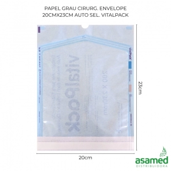 PAPEL GRAU CIRURG. ENVELOPE 20CMX23CM AUTO SEL. VITALPACK