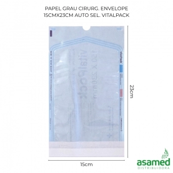 PAPEL GRAU CIRURG. ENVELOPE 15CMX23CM AUTO SEL. VITALPACK