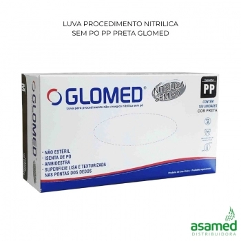 LUVA PROCEDIMENTO NITRILICA SEM PO PP PRETA GLOMED