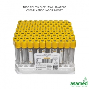 TUBO COLETA C/ GEL 3,5ML AMARELO C/100 PLASTICO LABOR IMPORT
