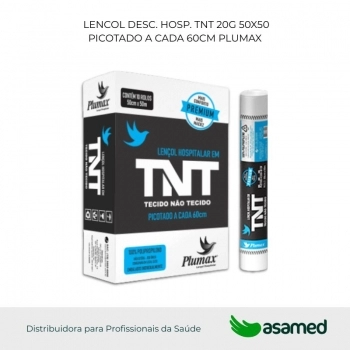 LENCOL DESC. HOSP. TNT 20G 50X50 PICOTADO A CADA 60CM PLUMAX