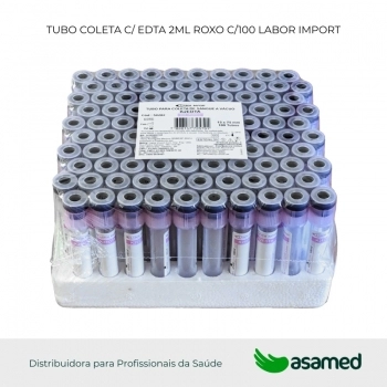 TUBO COLETA C/ EDTA 2ML ROXO C/100 LABOR IMPORT