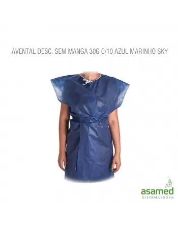 AVENTAL DESC. SEM MANGA 30G C/10 AZUL MARINHO SKY