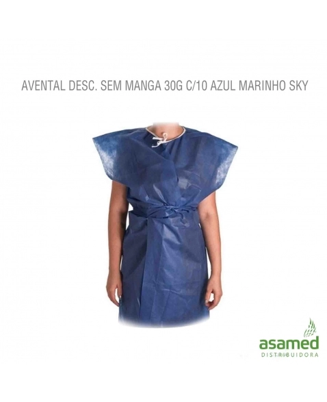 AVENTAL DESC. SEM MANGA 30G C/10 AZUL MARINHO SKY