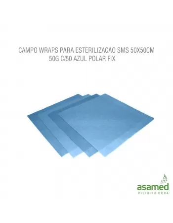 CAMPO WRAPS PARA ESTERILIZACAO SMS 50X50CM 50G C/50 AZUL POLAR FIX