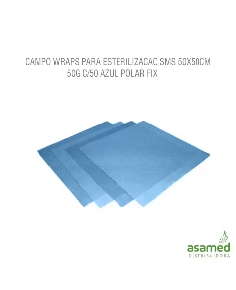 CAMPO WRAPS PARA ESTERILIZACAO SMS 50X50CM 50G C/50 AZUL POLAR FIX