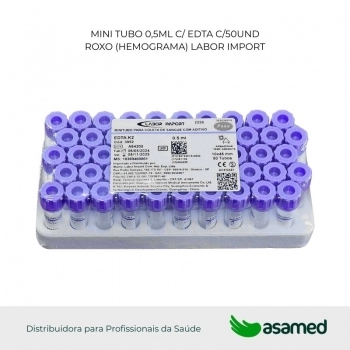 MINI TUBO 0,5ML C/ EDTA C/50UND ROXO (HEMOGRAMA) LABOR IMPORT
